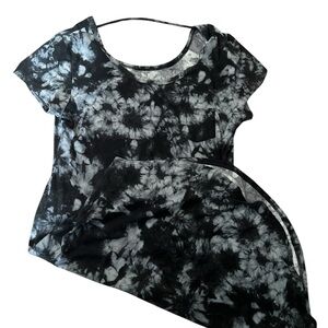 Stylish Black and Gray Tie-Dye Midi Dress